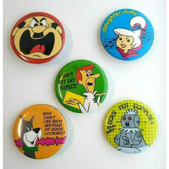 5 Jetsons Pinback Button Badges 1983 Original Licensed Pins Astro Judy Rosie - Picture 3 of 7
